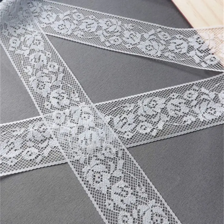 10yards Width 30mm White Embroidered Net Lace Trim Fabric Garment Ribbon Headband Wedding Party Decoration Gift DIY Accessories
