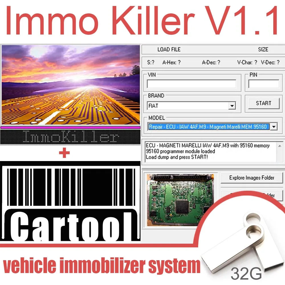 Immo Killer V1.1 Cartool V3.6 ECUSafe V2.0 Car Tool Software vehicle immobilizer system Repair Airbags Decode Radio VP Pomp