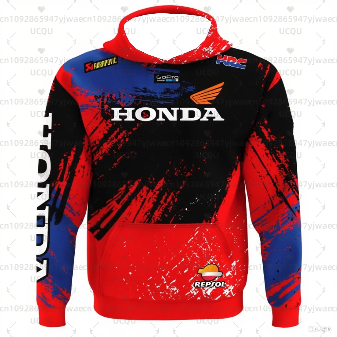 

Handsome Honda 3D Print Motorcycle Jersey Hooded Hoodies Riding Dirt Bike and Mountain Racing Men's Women's Armored Hoodie