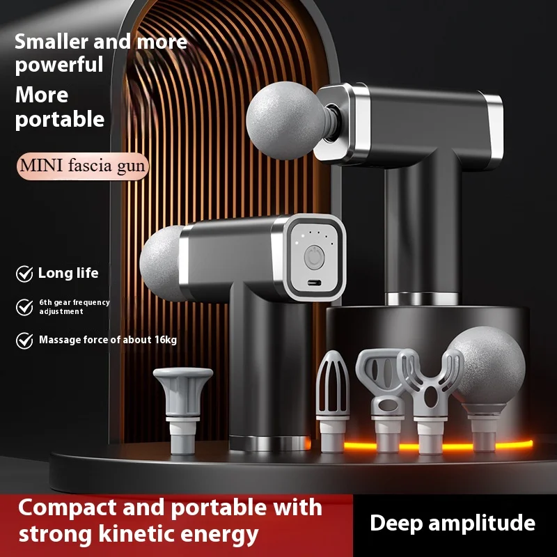 

Портативный мини-пистолет для фасции с 5-массажной головкой, профессиональный вибрационный массажер для сжигания жира на шее, спине, фасции, мышц