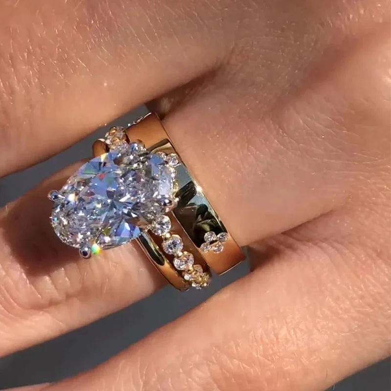 2025 nuevo anillo de boda de acero inoxidable 316L para mujer deslumbrante Zirconia accesorios de lujo para mujer joyería nupcial al por mayor no se decolora