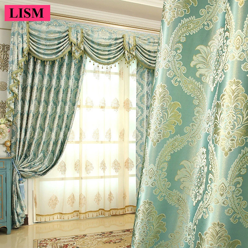 

European Luxury Jacquard Curtains High-precision Fabric Custom Finished Set Bedroom Living Room Decorative Lace Curtain Tulle