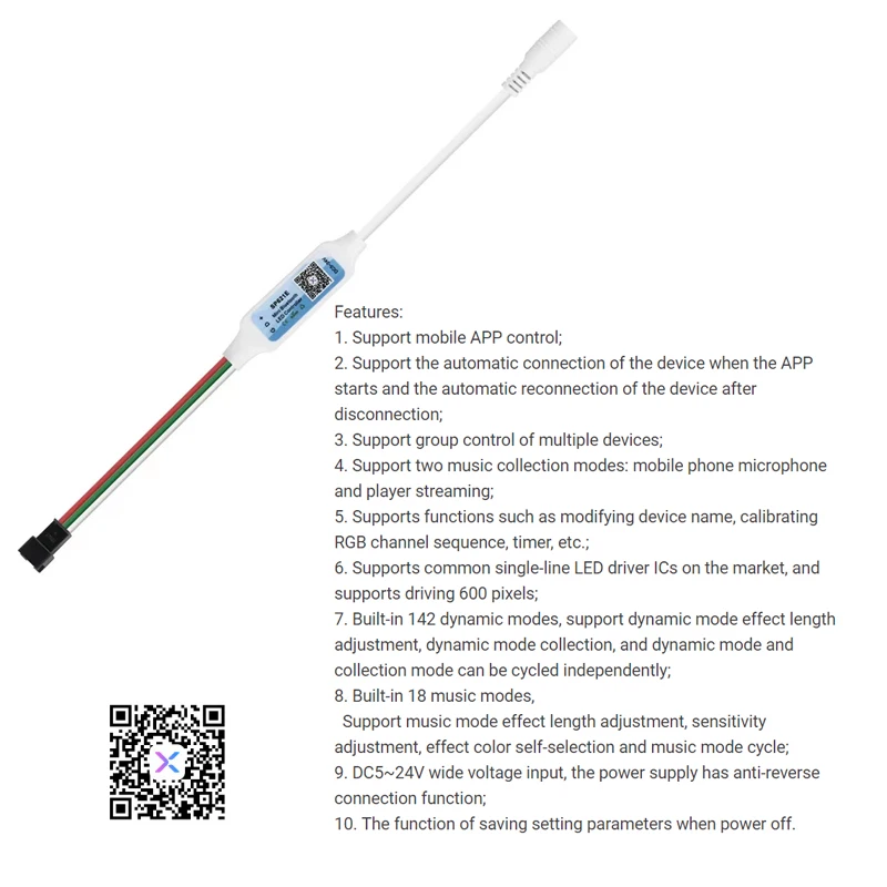 Mới SP621E Mini Bluetooth Điều Khiển Đèn LED Thông Minh Ứng Dụng Ma Thuật Màu Đèn Mờ SPI Addressable Kỹ Thuật Số IC Cho WS2812B 2811 5050 LED dây