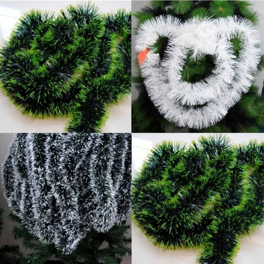 4/1Pcs Christmas Ribbon Garland Xmas Tree Foil Pull Flower Ribbons Ornaments Green Cane Tinsel Wedding Party Decoration Supplies