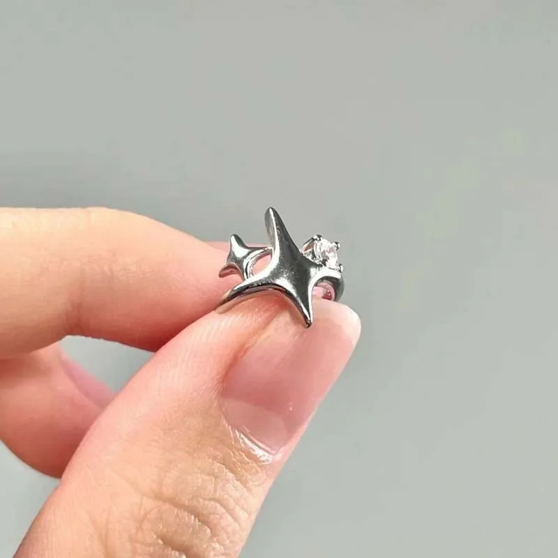 Korean Crystal Clip Earrings For Women Zircon Star Without Hole Jewelry Fake Earrings Single Ear Bone Clip Earings Ear Cuffs