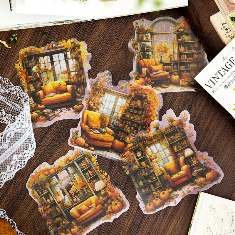 10pcs Transparent PET Collage Sticker Bag Memory Corner Retro Garden Bentch Scrapbooking Junk Journal Diary Decorative Material