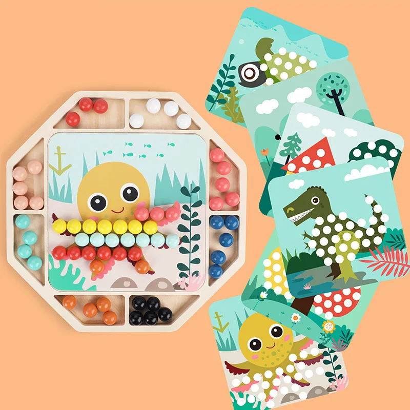 NUOVO cucchiaio educativo in legno Montessori in legno giocattoli precoci clip gioco di perline esercizio per bambini utilizzando puzzle di allenamento regali per bambini