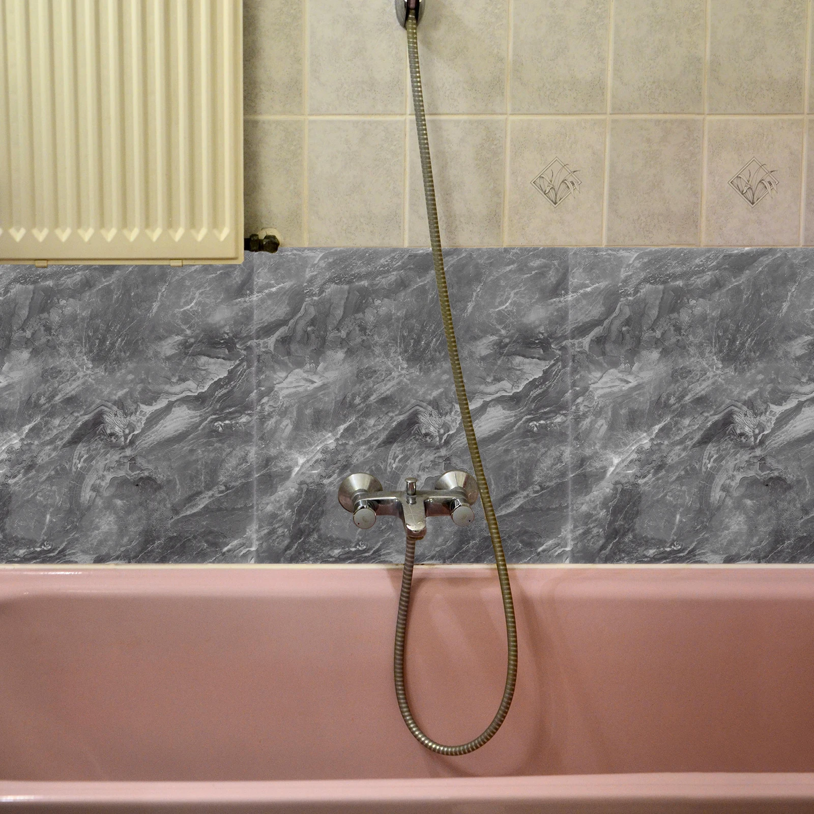 

10 Pcs Imitation Porcelain Tiles Easy Installation Backsplash Kitchen Drawer Bathroom Bedroom Wall Pvc Peel and Stick