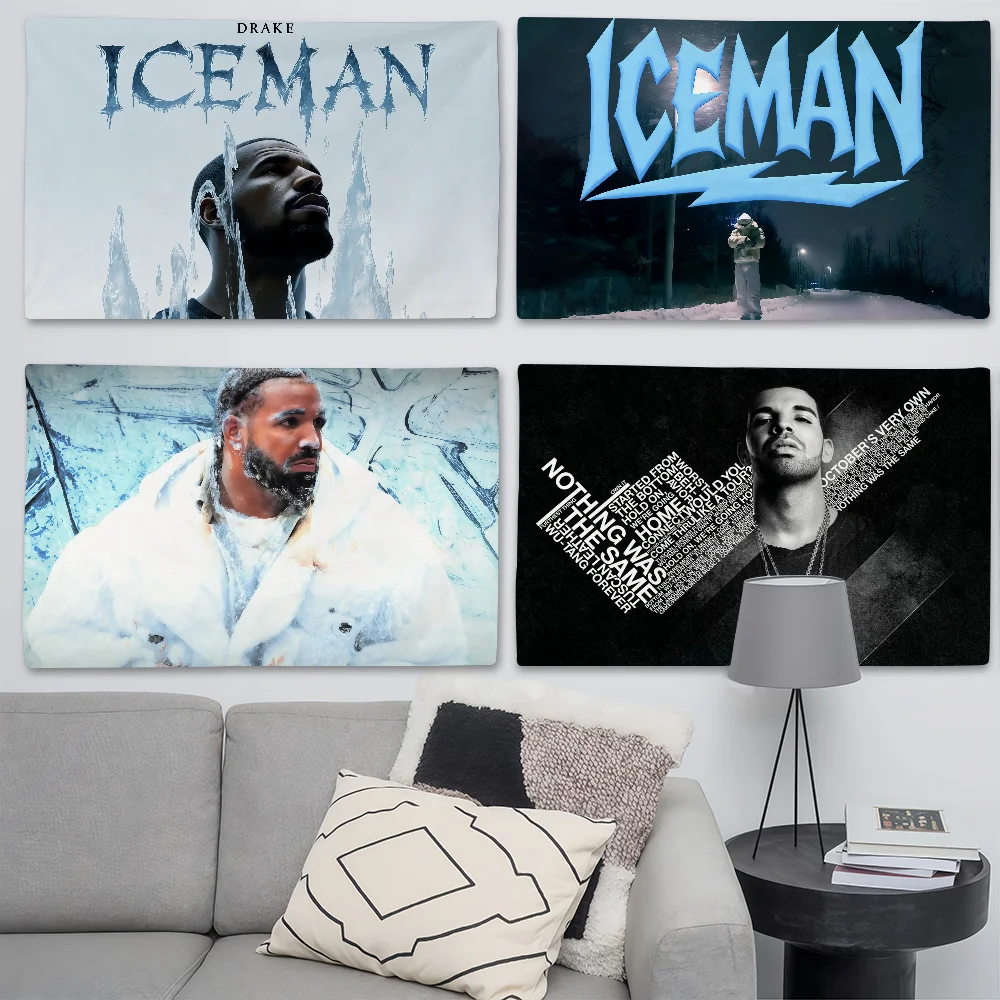 D-Drake Pop Rap Iceman Flagge, geeignet für Geburtstagsfeiern, Wohnzimmer, Schlafzimmer und Outdoor-Camping-Dekorationen