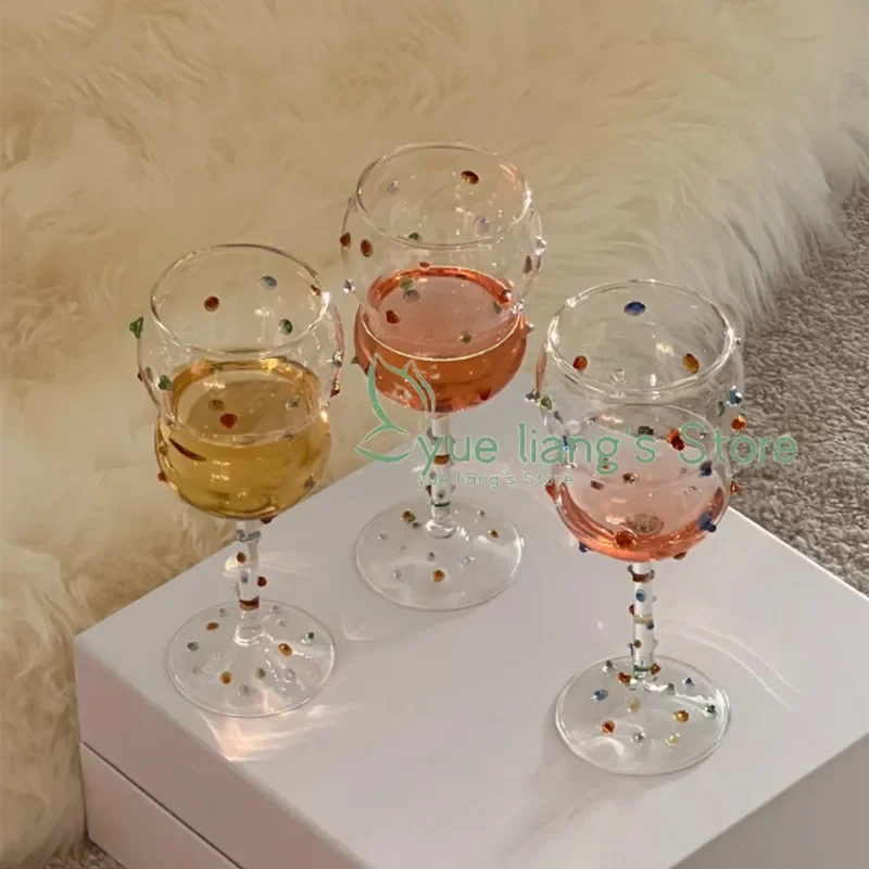 Colorful Goblet Glass Sparkling Gem Cocktail Champagne Cups Heat Resistante Coupes Drinking Wine Glass Cocktail Cup Brandy