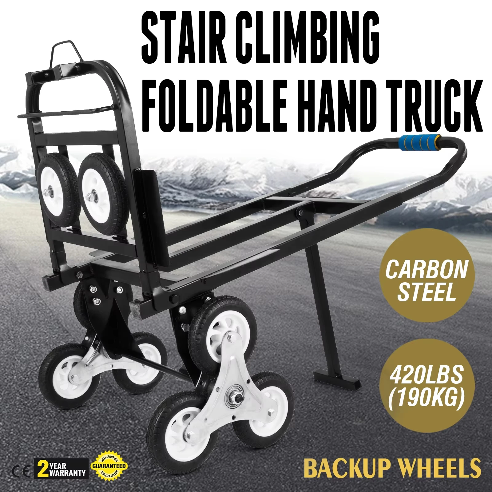 

VEVOR 330LBS Stair Climbing Cart | 44.5" Folding Hand Truck All Terrain, Portable Heavy Duty Utility Cart for Stairs/Outdoor