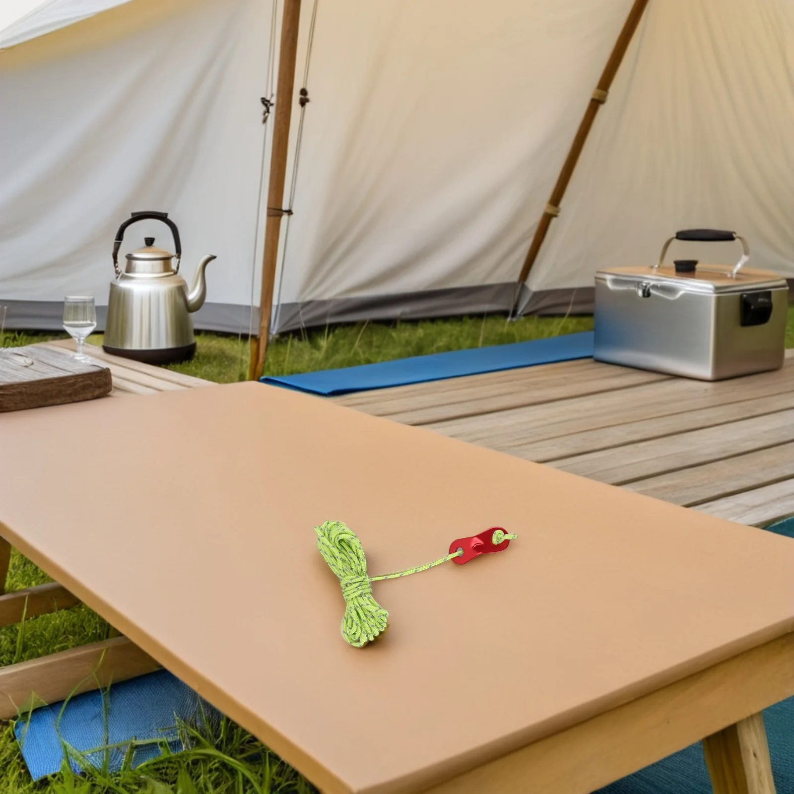 

8Pcs Outdoor Camping Tent Ropes 4M Reflective Nylon Parachute Cord Buckle Tie Downs Glow in Dark Lines Windproof