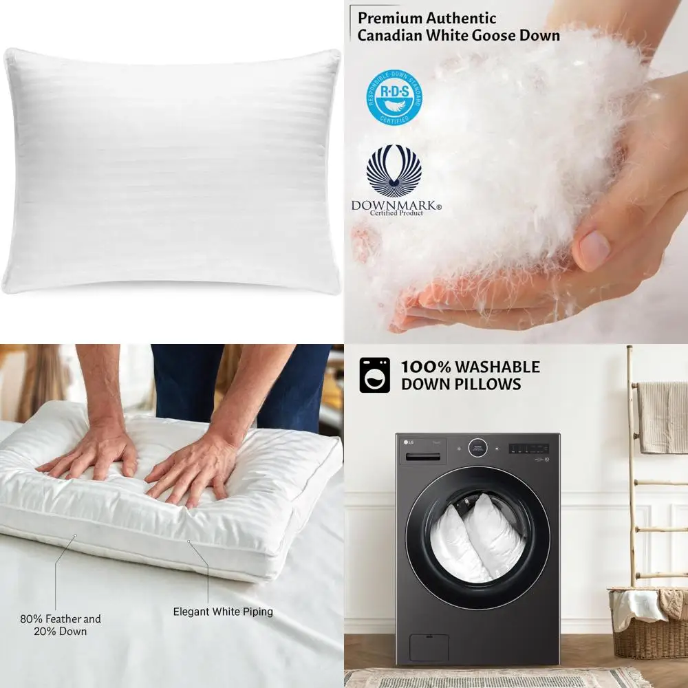 

Мягкие подушки премиум-класса King Size — подлинный канадский белый гусиный пух и наполнитель перьев, покрытый 100% хлопок