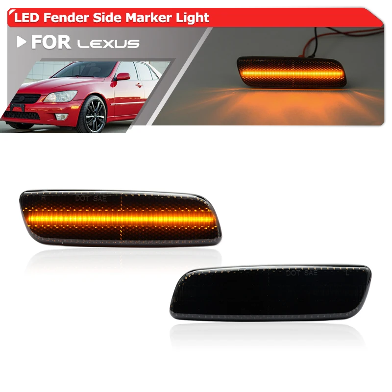 2x Smoked LED Bumper Side Marker Light For Lexus IS300 LS400 GS300 GS400 GS430 For Toyota Prius Echo Hatch Scion xA Turn Signals