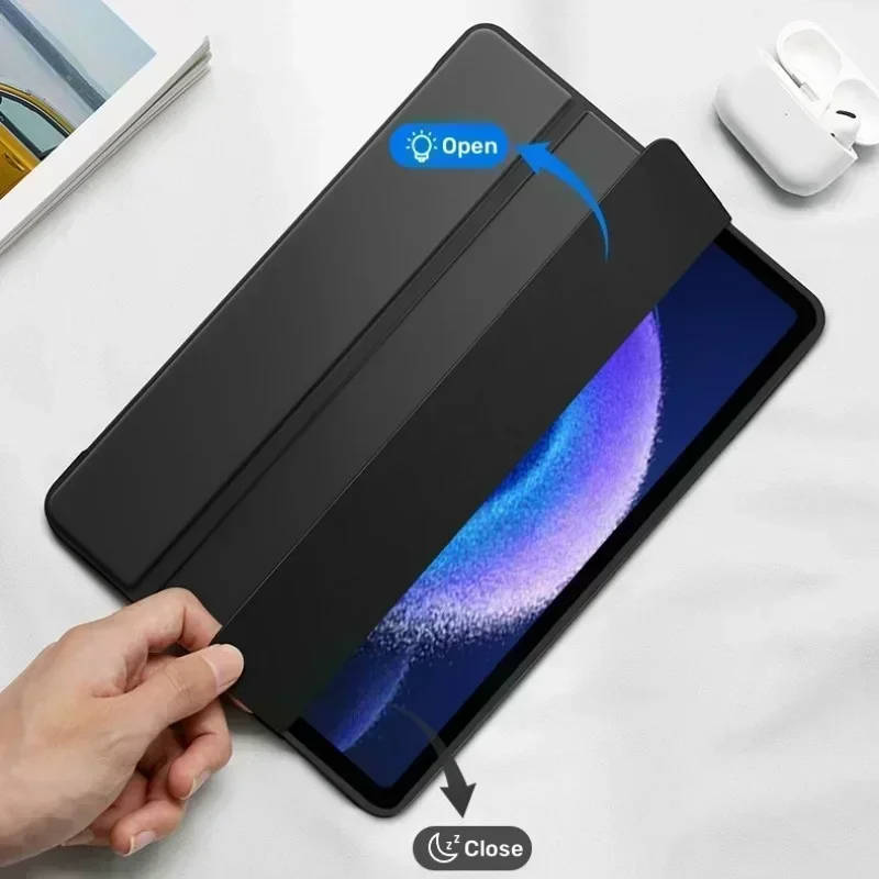 Étui intelligent pour tablette Lenovo Tab P12, support à trois volets, housse en TPU souple pour Xiaoxin Pad Pro 12.7, 2023 pouces, TBino 1David avec réveil automatique, 12.7