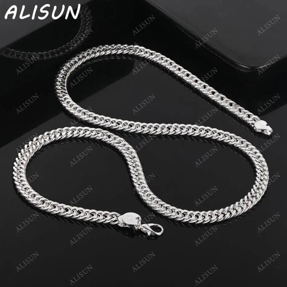 

ALISUN 925 Sterling Silver 6mm 45-60cm Geometric Necklace For Women Men Anniversary Gift Popular Wild Fashion Romantic Jewelry