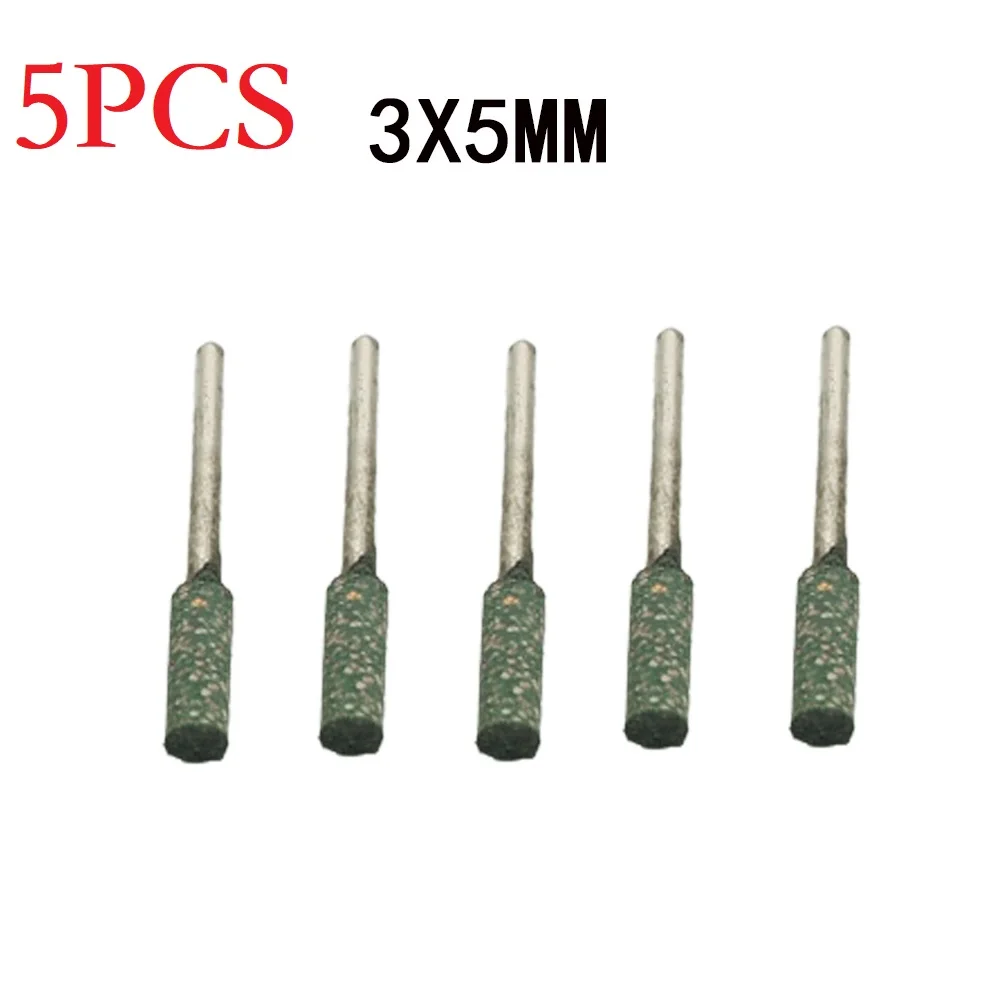 5PCS 3mm Shank Cylindrical Rubber Polishing Burr Point Bit Rotary Grinding Head 4-12mm Multipurpose Polishing Tool