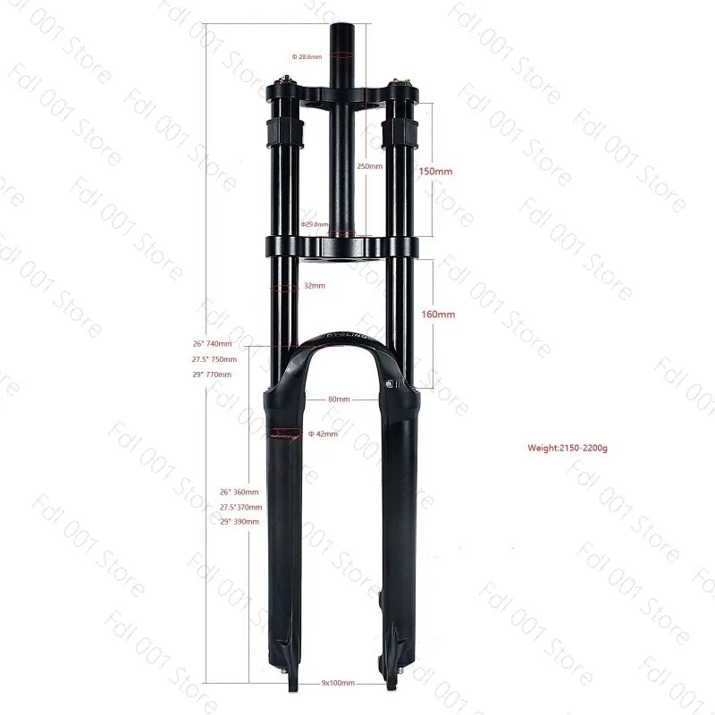32mm Air Shock Fork Dual Crown MTB Suspension Fork 26 27.5  Inch 9x100mm Quick Release Fork