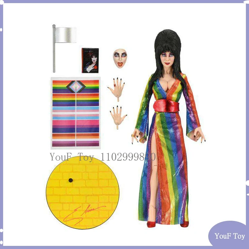 

Neca 57200 Elvira Over The Rainbow Edition Mistress Of The Dark 8inch Anime Action Figure Model Dolls Toy Kid Birthday Gifts