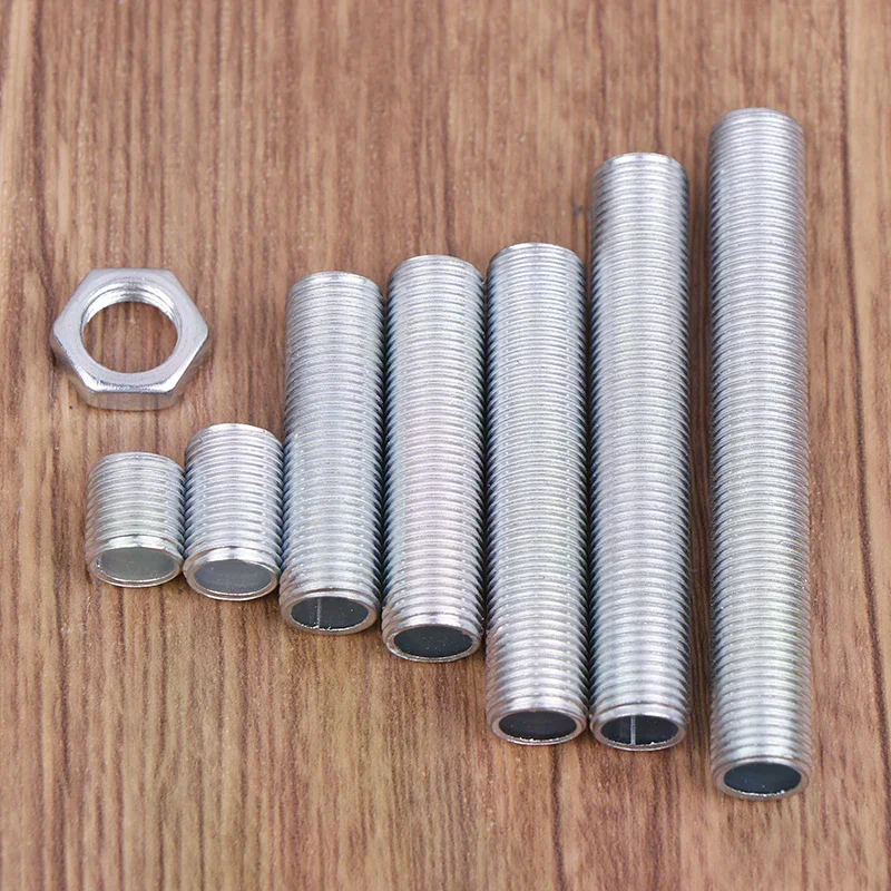 10Pcs M10 Lamp Tooth Tube Metal Hollow Threaded Tube Screw Nut Lamp Cap Galvanized Chandelier Connect Rod Fixed Base image 5