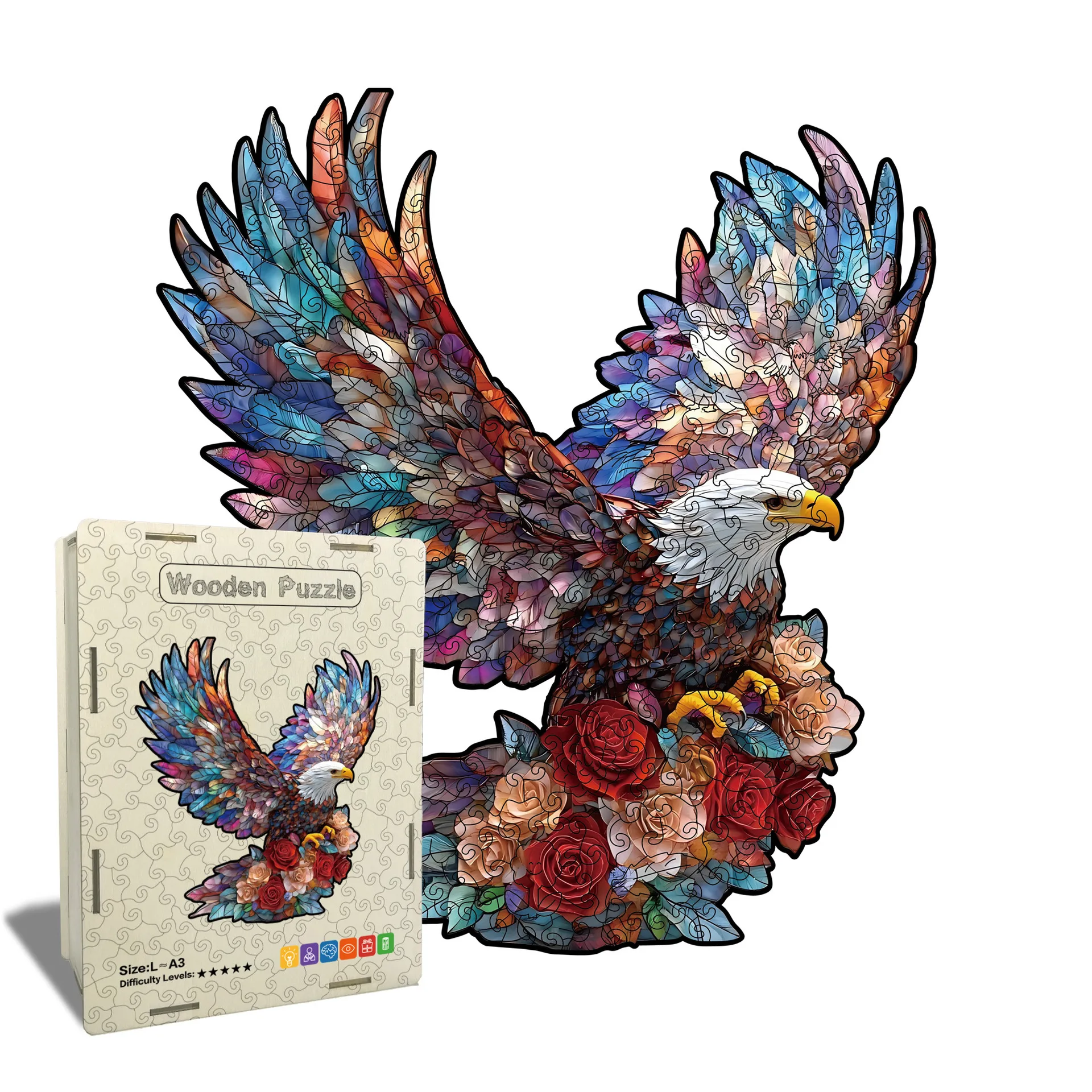 120/246 قطعة لغز النسر الخشبي غير النظامية على شكل بازل قطع لعبة تخفيف التوتر هدايا عيد الميلاد ألعاب تعليمية ممتعة