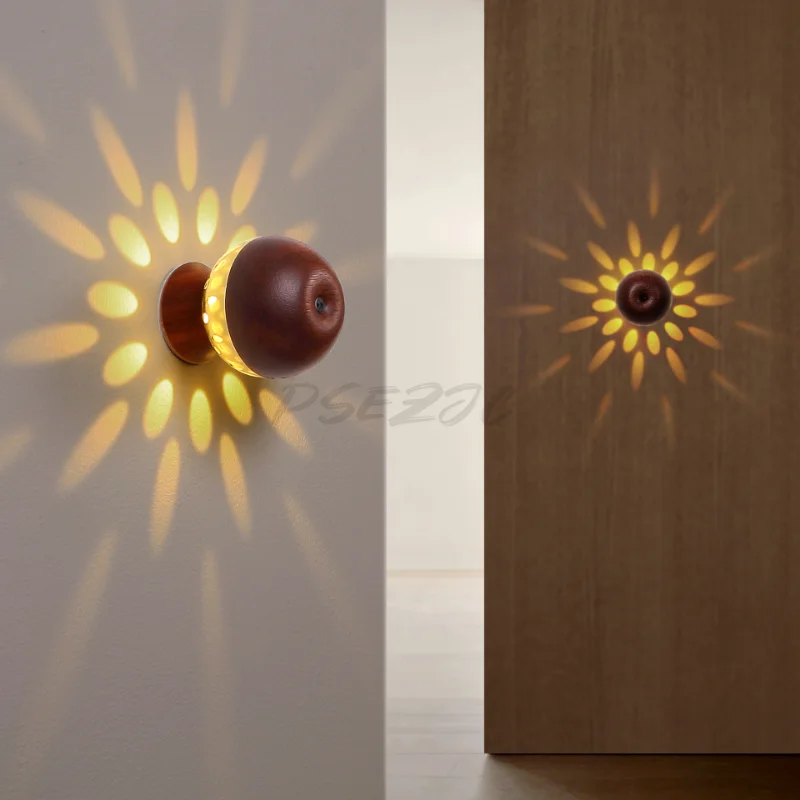 Intelligent Hand Scan Sensor Light USB Charging Magnetic Wireless Dimming Solid Wood Wall Light Small Night Light