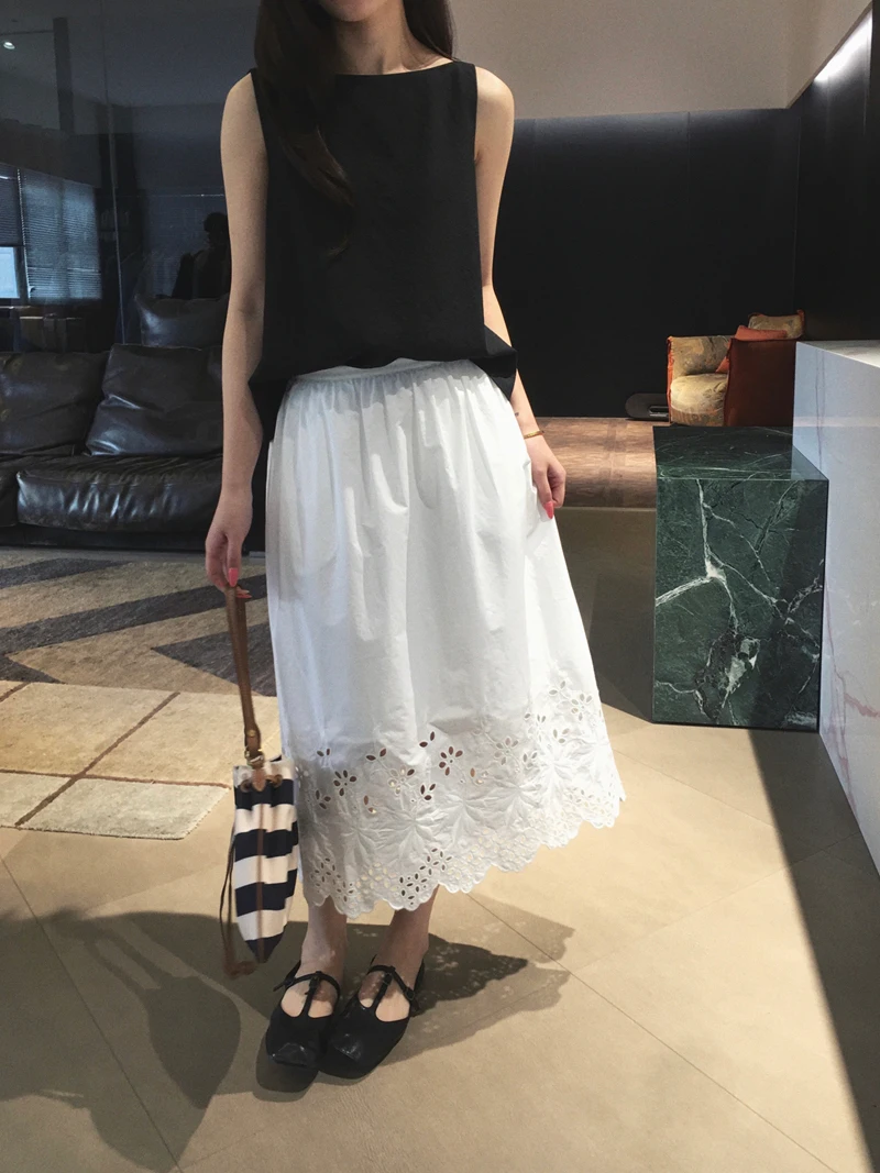 

Юбка Cuijia из высококачественного шелка с вышивкой и перфорацией в южнофранцузском стиле, женская, со средней талией, А-силуэт, из хлопка