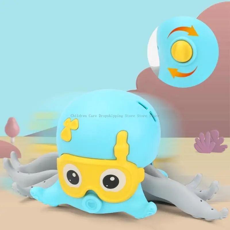 Bite-Free Bathtub Toy Octopus Vehicle Interactive for Play Water Floating Clockwork Toy Gift for Baby Bathing Outdoor To