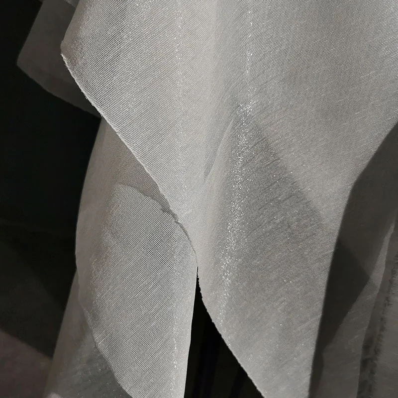 High Grade Micro Pearl Coat Clothing Fabric 90% Polyester 10% Linen Perspective Wide Vertical Cut Designer Fabric