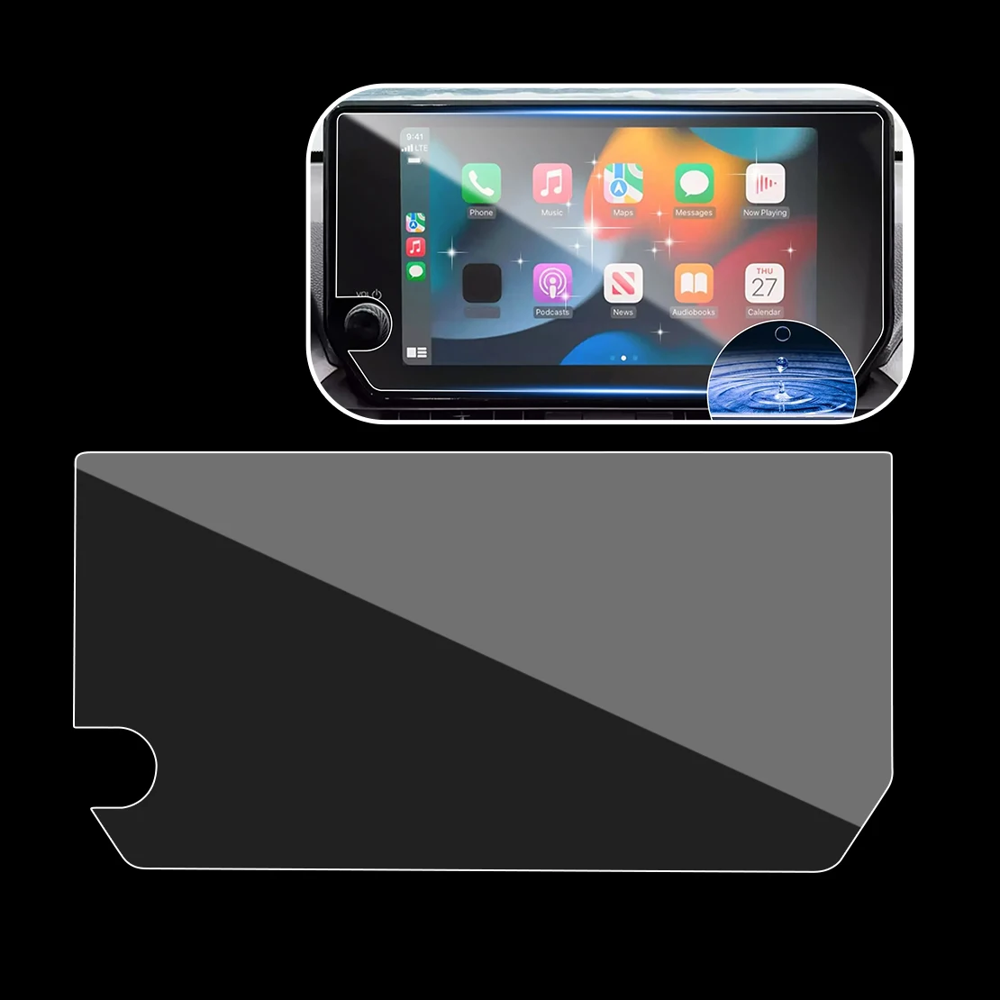 Car Touchscreen Protector Navigation Screen PET Film 10.5 Inch Clear Fit for Toyota RAV4 2023-2024 Waterproof