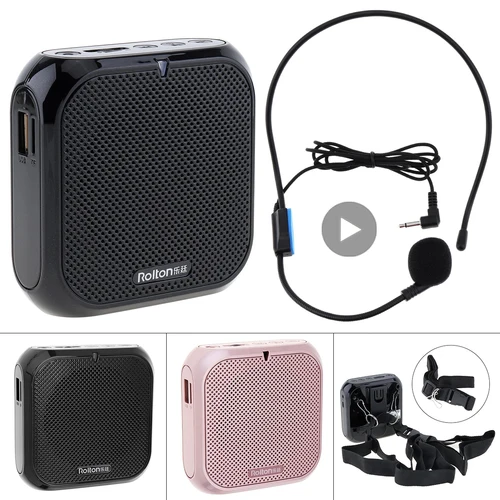 Micrófono para la cabeza, altavoz, amplificador de voz, grabadora, micrófono, altavoz, Audio, Mini micrófono con cable, Kit de batería de sonido para micrófono, auriculares