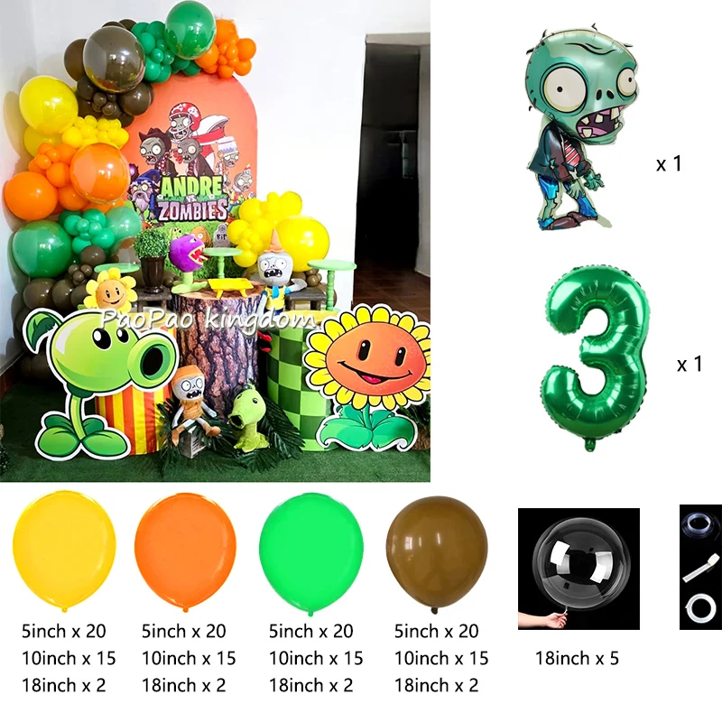 Plants Vs Zombies Game Theme Balloon Arch Kit Kids Birthday Party Decoration Baby Shower Supplies Anime Room Decor Gift