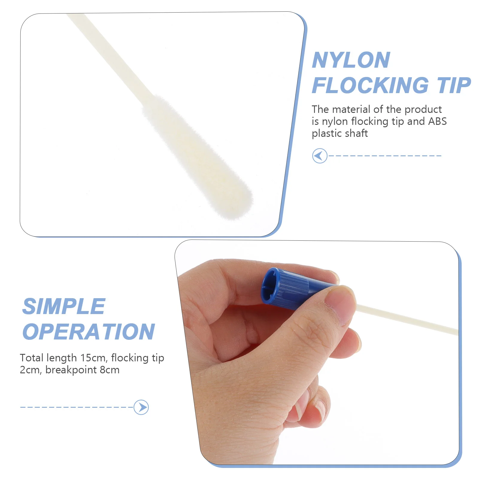 Sampling Swab para Pharynx Supply, Cotonetes convenientes, garganta, acessório multifuncional, portátil