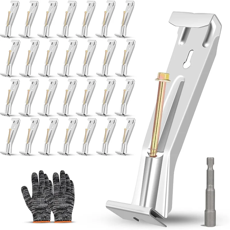 

AB41-28-Pack Concealed Gutter Brackets, Sturdy Rain Gutter Brackets With Screws And Clamps For K-Type Vinyl Gutters