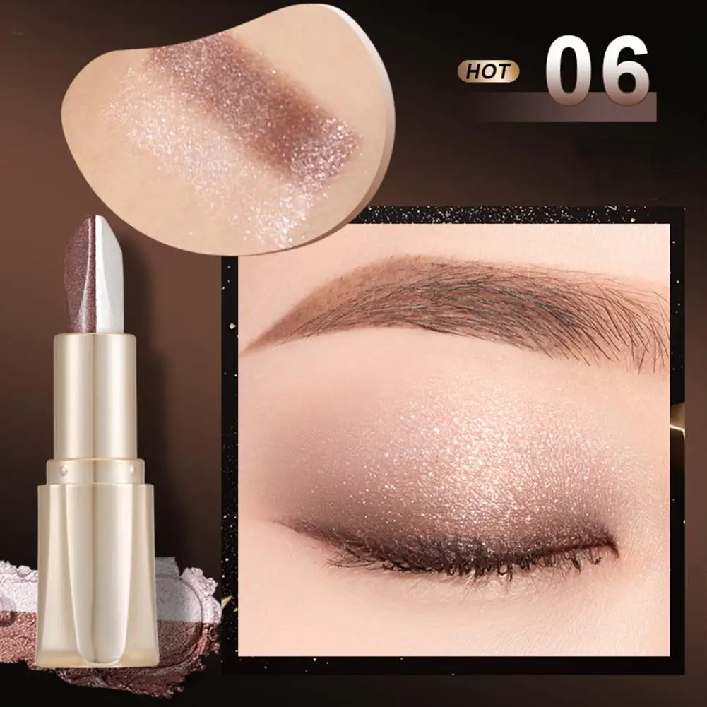 Dubbele Kleur Oogschaduwstok Waterdichte Langdurige Make-Up Stick Gradiënt Shimmer Vrouwen Oogschaduw Oogschaduw M7y4