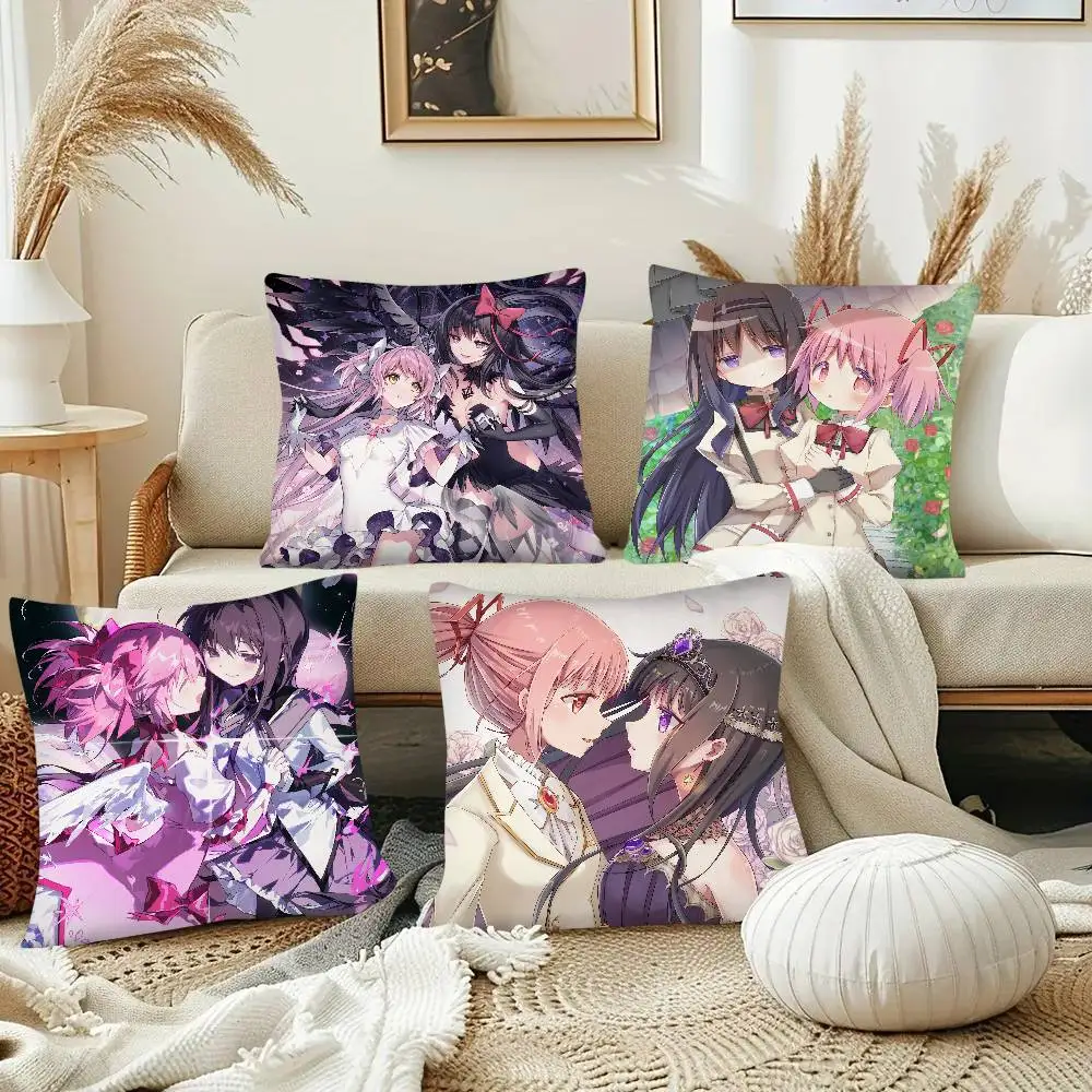 Funny Anime New Puella Magi Madoka Magica Pillow Case Fashion Square Pillowcase Bedroom Sofa Room Ins Decoration Leisure Cushion