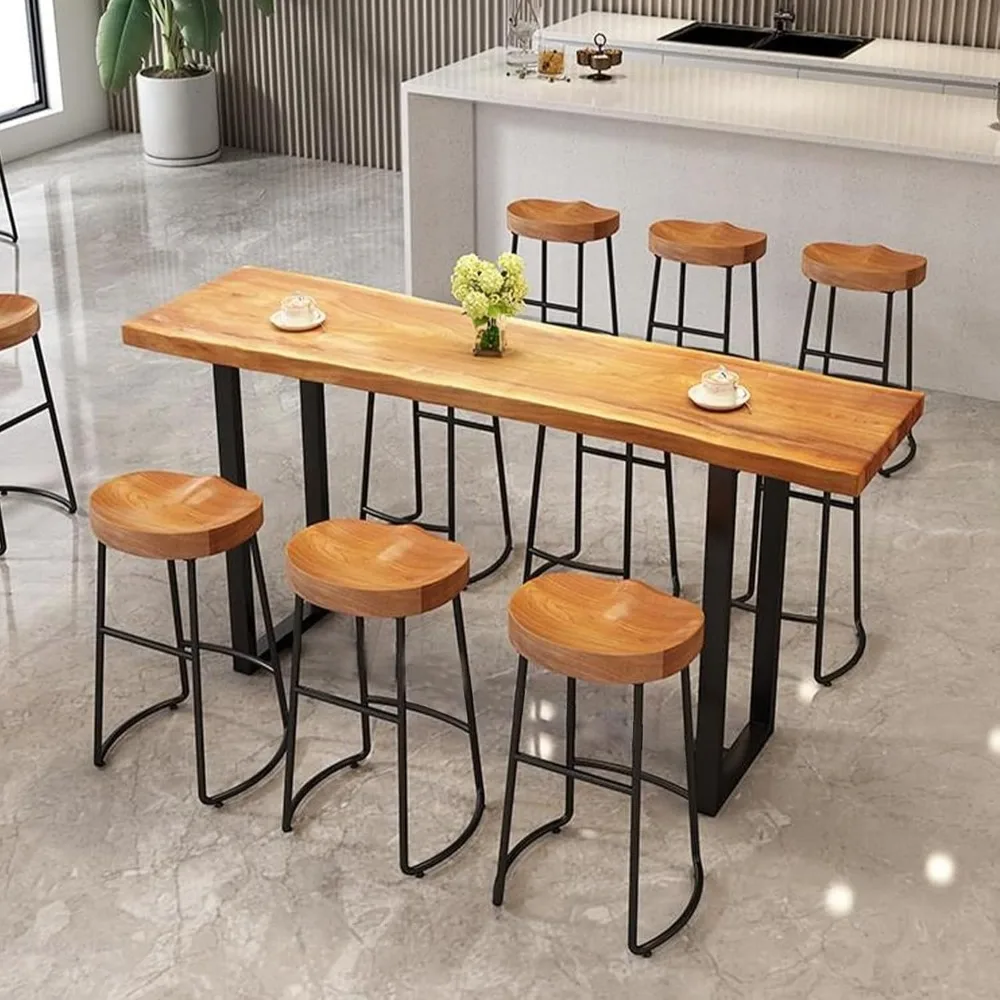 Bar Table Counter Bar Height Pub Table Rectangular Wood High Top Kitchen Dining Table Rustic Tall Counter Height for Narro
