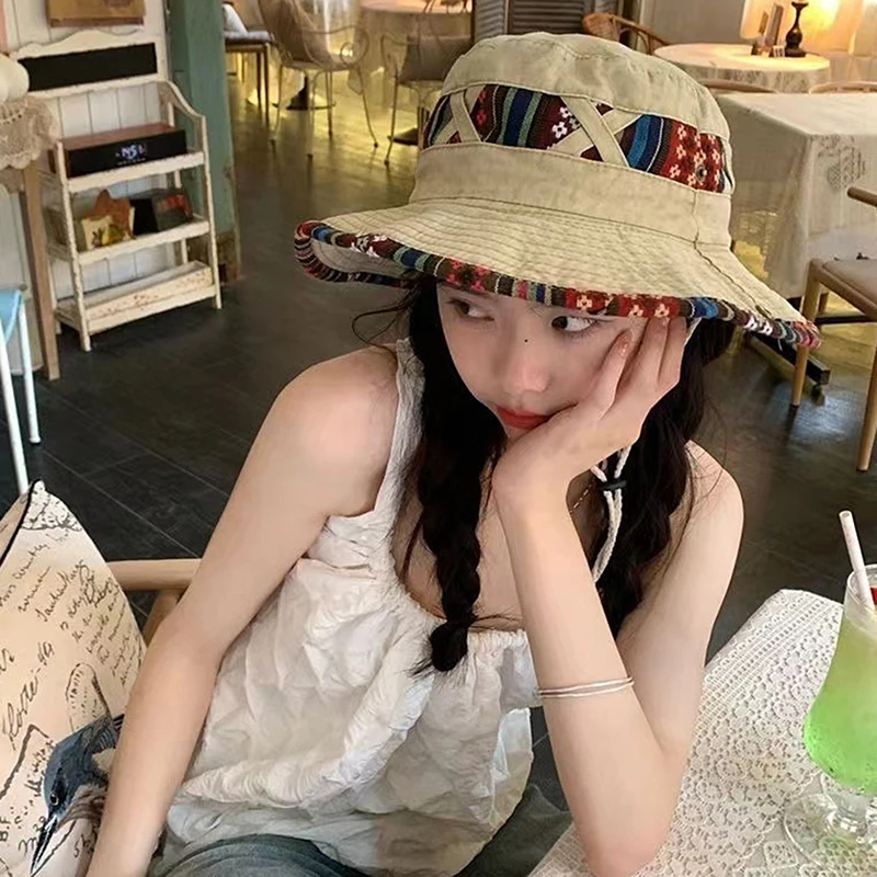 شخصية العرقية نمط صياد قبعة الربيع الصيف في الهواء الطلق المألوف قبعة الشمس خمر الشارع القديم نمط تسلق الجبال قبعة #1