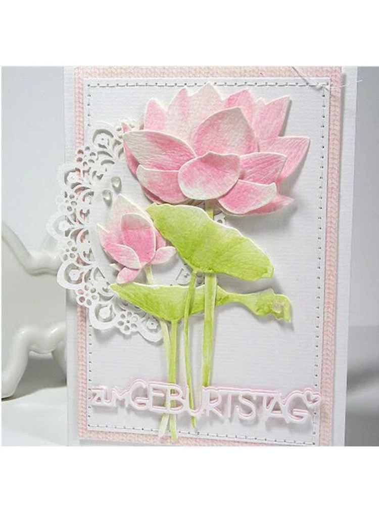 Lotus Flower Metal Cutting Dies Stencil Scrapbooking Diy Album Stamp Paper Card Embossing Decor Craft Knife Mould