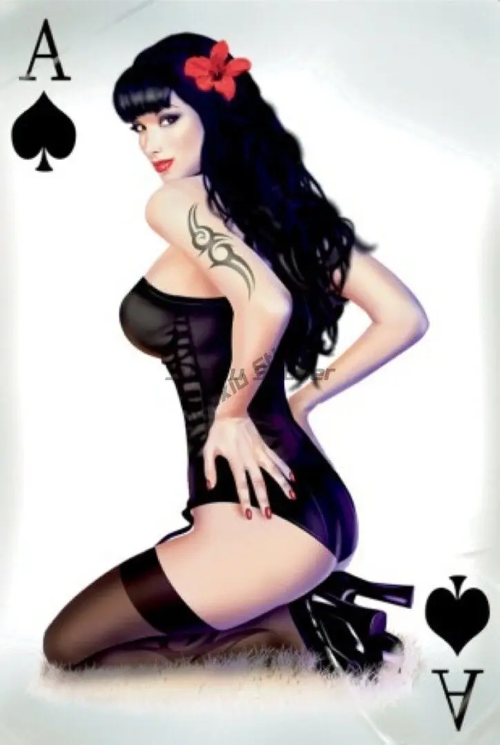 ACE OF SPADES GIRL BUMPER STICKERs HARD HAT STICKER TOOLBOX STICKER LAPTOP STICKER RACING TRACK Car/Window/Wall