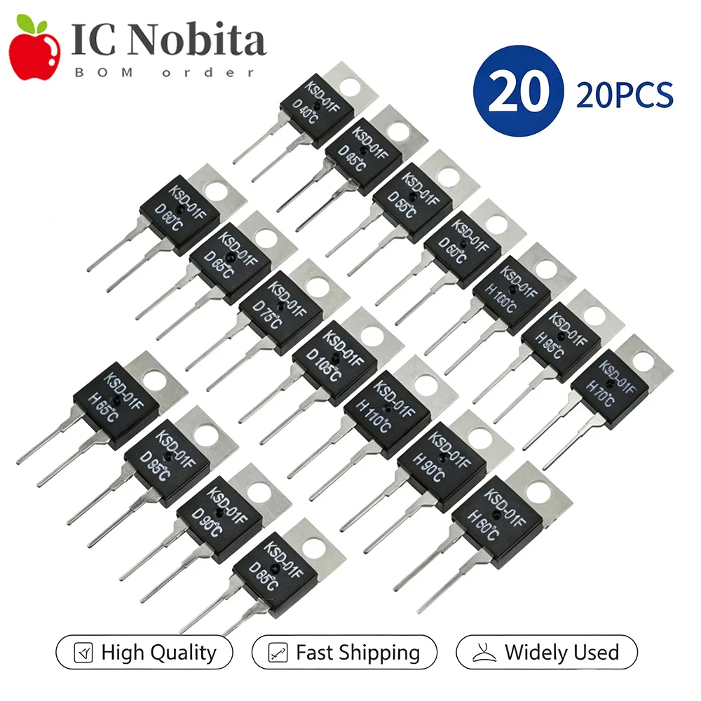 20PCS KSD-01F JUC-31F Temperature Switch 0C-95C NC Normally Closed NO Normally Open Thermal Switch Temperature Sensor Thermostat