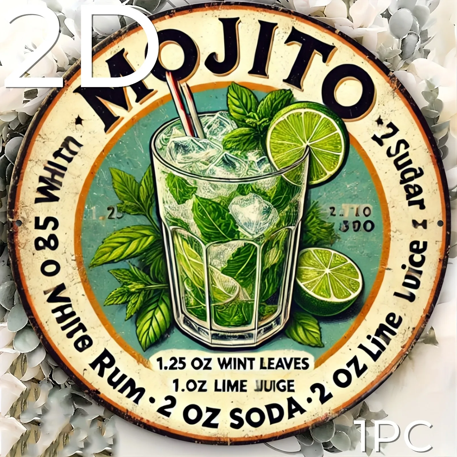 1 قطعة 2D لوحة مستديرة خشبية 8 بوصة موجيتو شرب خمر هافانا موخيتو علامة الشرب للمنزل المطبخ غرفة الطعام غرفة نوم #4