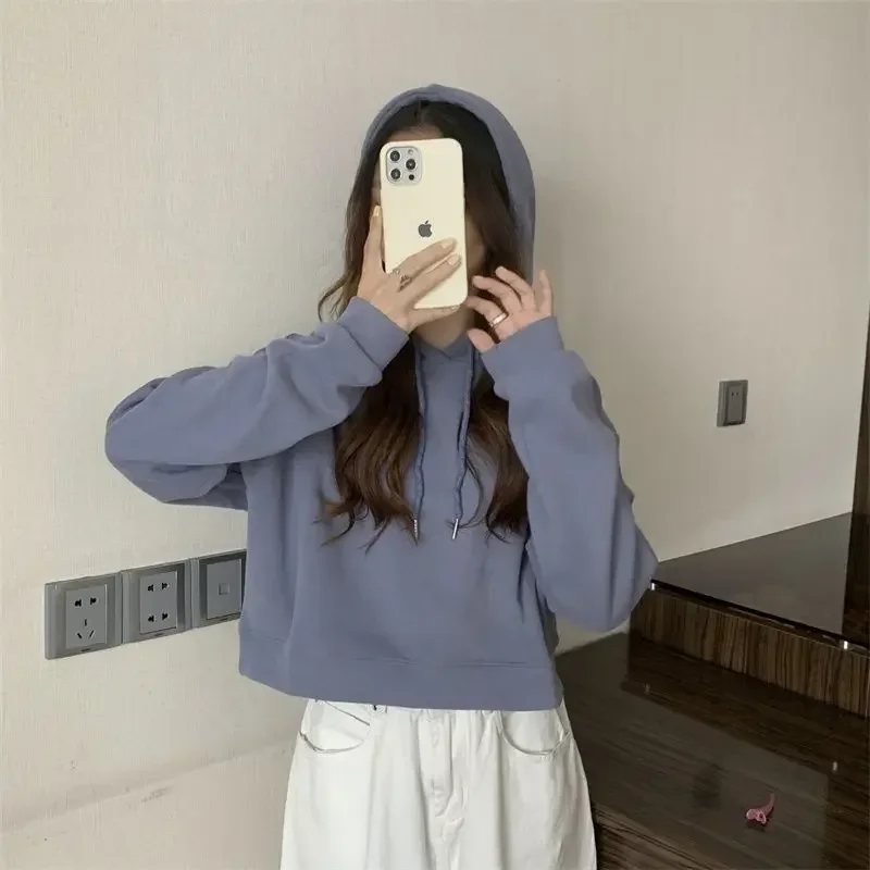 

New Spring And Autumn Women Long Sleeve Fleece Hoodies Tops Casual Ladies Black Grey Beige Y2k Sweatshirts Harajuku 맨투맨