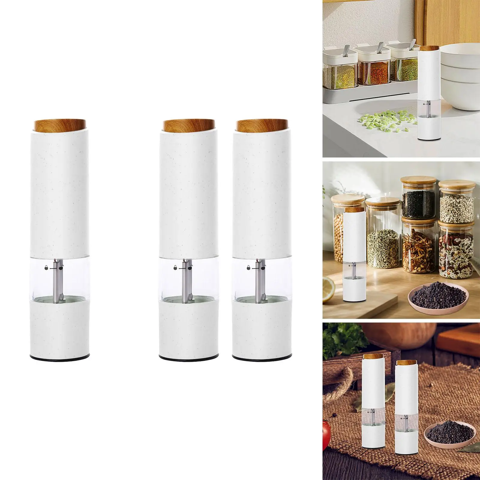 전기 후추 분쇄기 LED 조명으로 견고한 전문 리필 가능 조절 가능한 향신료 분쇄기 캠핑 바 주방용 휴대용