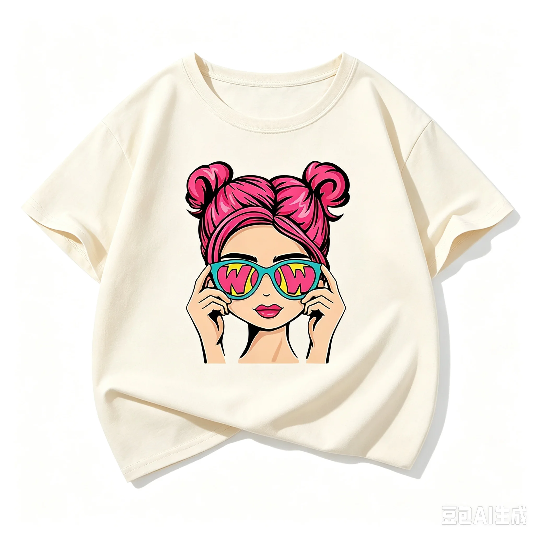 2026 New Girl Pattern Pure Cotton Printed Children's T‑shirt Personalized Round Neck Summer Kids T‑shirt