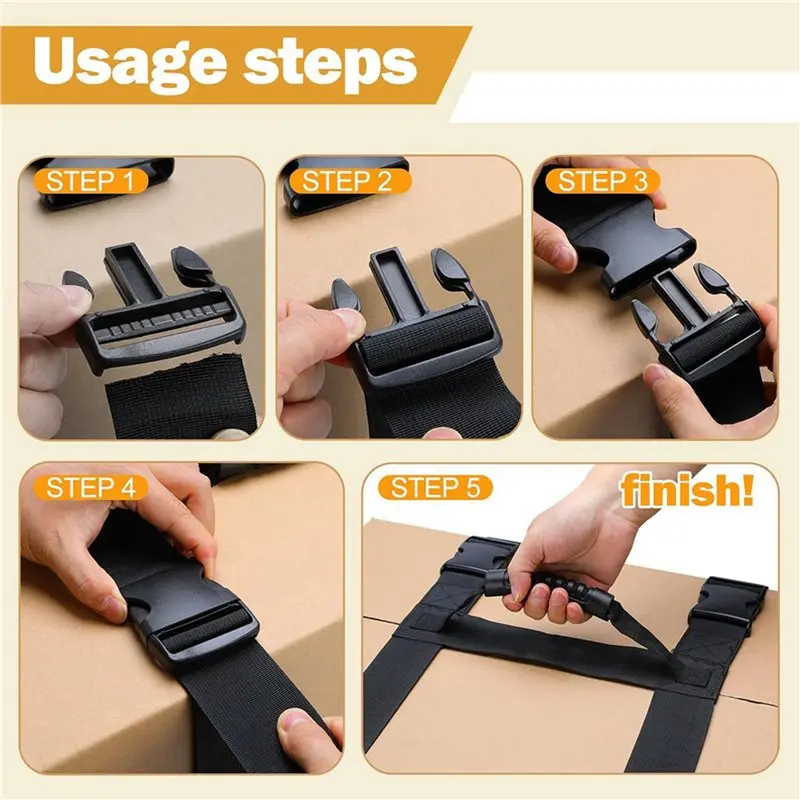 2X Carrying Strap With Handle, Handheld Belt For Safely Moving And Lifting Heavy Boxes, Adjustable Belt
