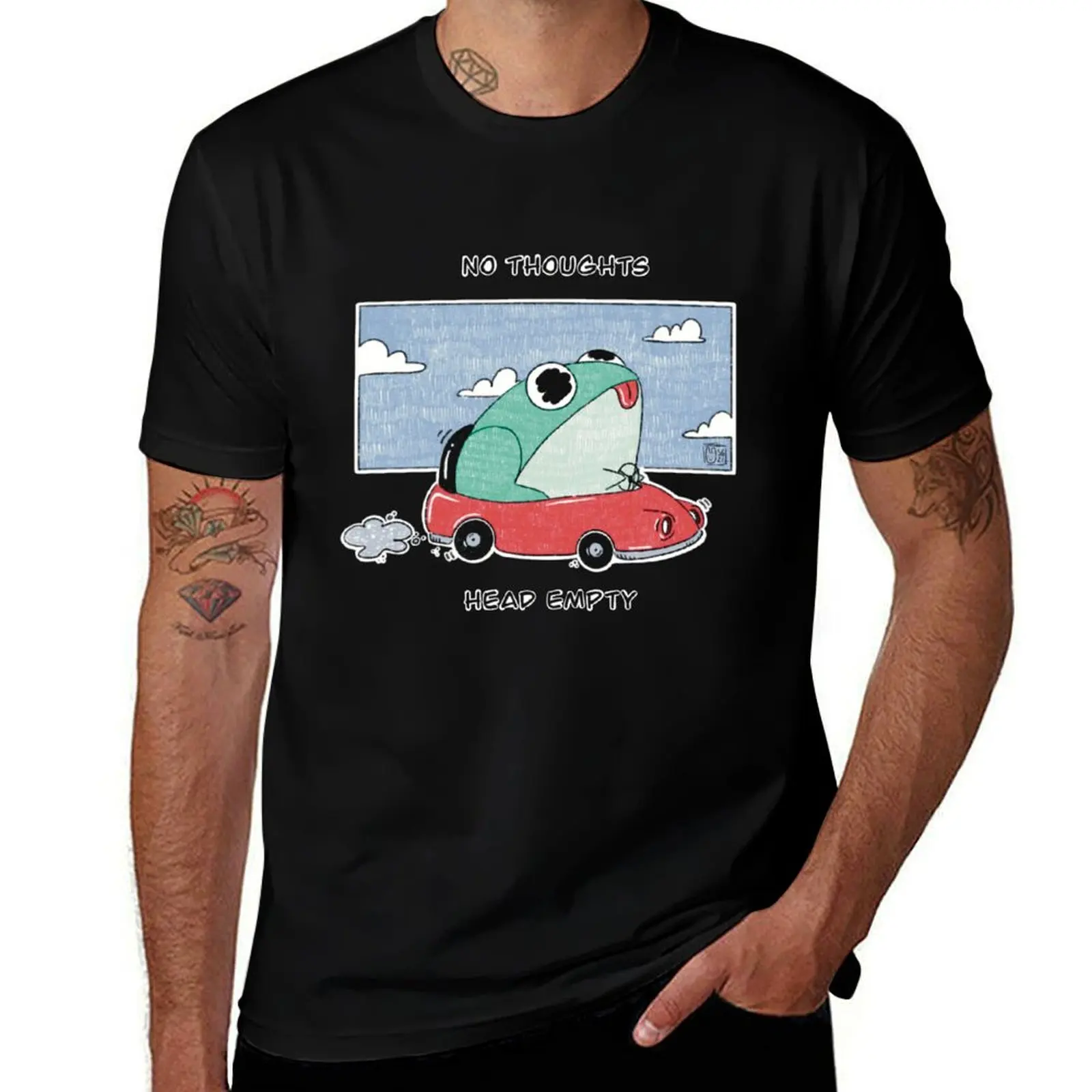 Frog In Car (No Thoughts Head Empty) T-Shirt quick-drying man t shirt luxury t-shirt luxury designer luxury clothes men