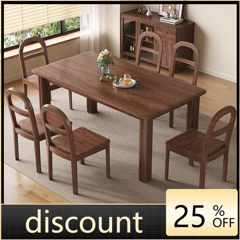 LMM solid wood black walnut dining table rectangular all solid wood small apartment western dining table