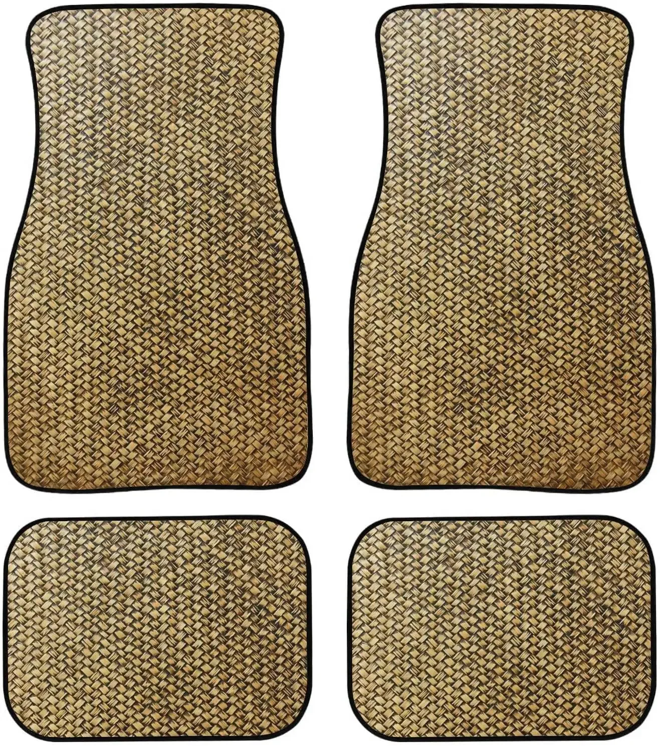 

Car Floor Mats Rattan Woven Cover Lacquer Carpet Floor Mats for Cars, Auto Interior Decorative Accessory Anti Slip Car