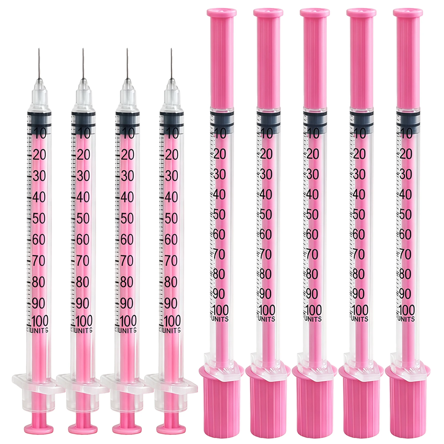 10/30/50 Stück 1ml Rosa Insulinspritze mit 8mm Nadel, EO-Gassterilisiert in Blisterverpackung für Schönheitsgeräte, Einwegartikel – Detail 1
